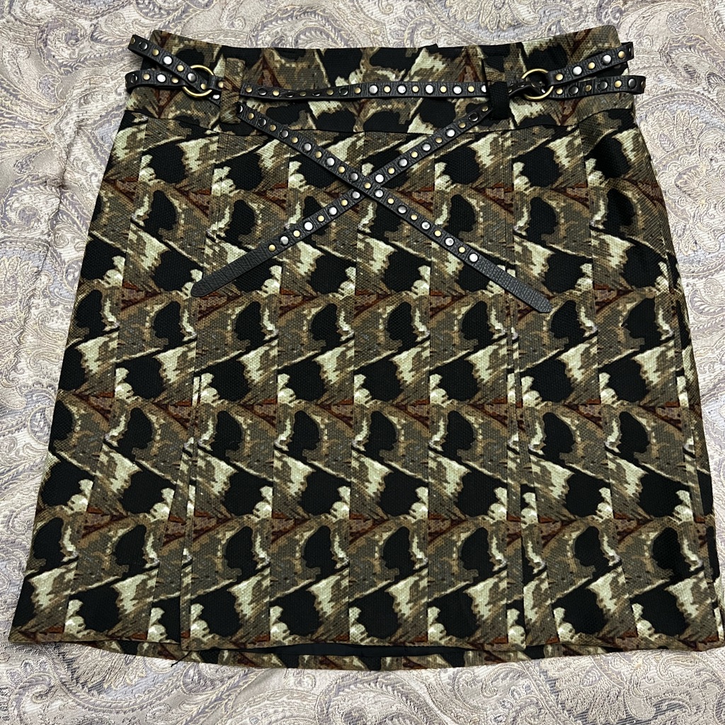Etcetera Size 10 Skirt Wool/Silk Excellent Condition With Gorgeous Leather Belt